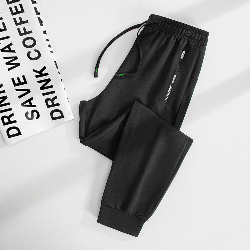 Men's Sporty Jogging Pants with Zipper Pockets, Elastic Waistband, and Slim Fit