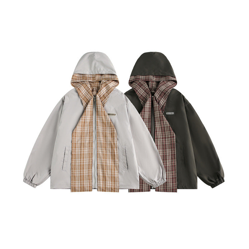 Unisex Two-Layer Hoodie with Checked Inner Placket and Elastic Cuffs EVA-US