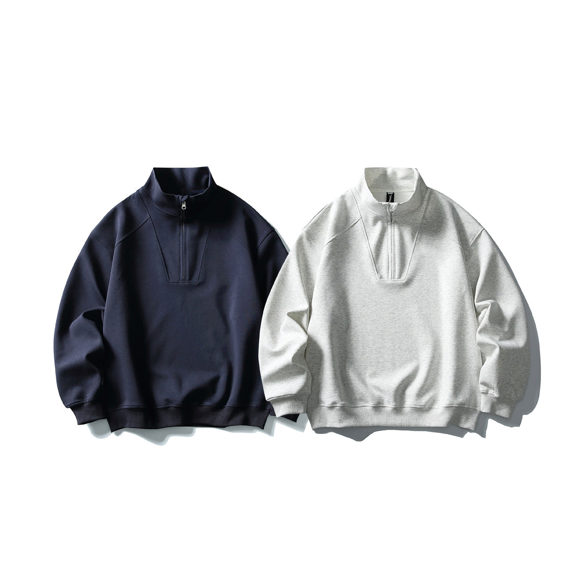 Unisex Relaxed-Halfzip-Sweatshirt with high collar and raglan seam