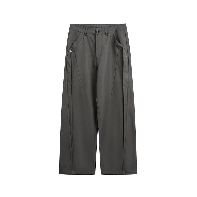Women's Wide High-Waist Fabric Trousers with Crease and Side Insert Pockets EVA-US