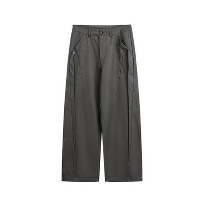 Women's Wide High-Waist Fabric Trousers with Crease and Side Insert Pockets EVA-US