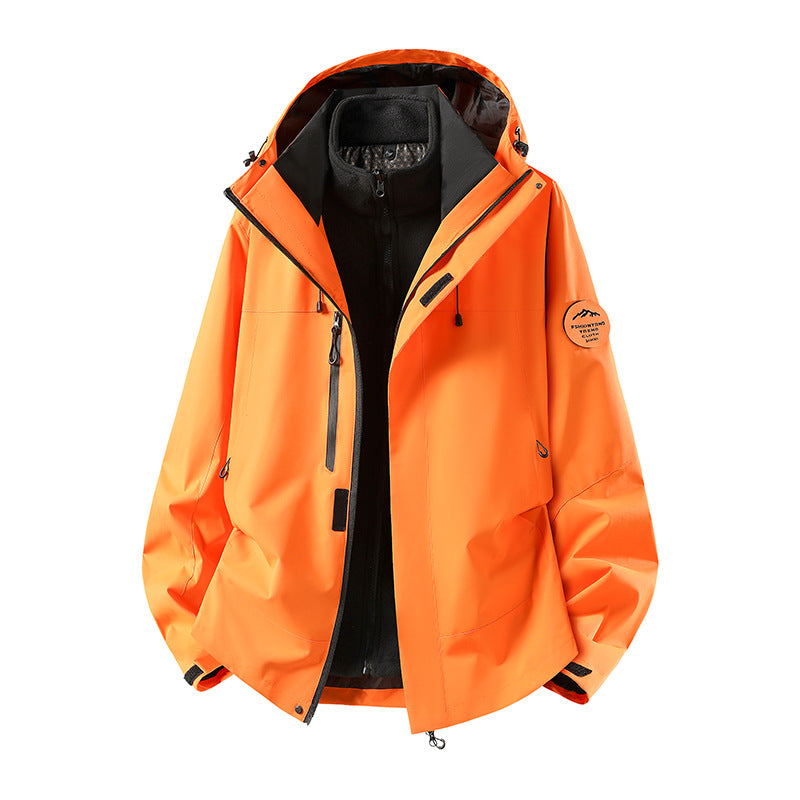 Men's two-layer softshell outdoor jacket with removable fleece lining and adjustable hood EVA-US