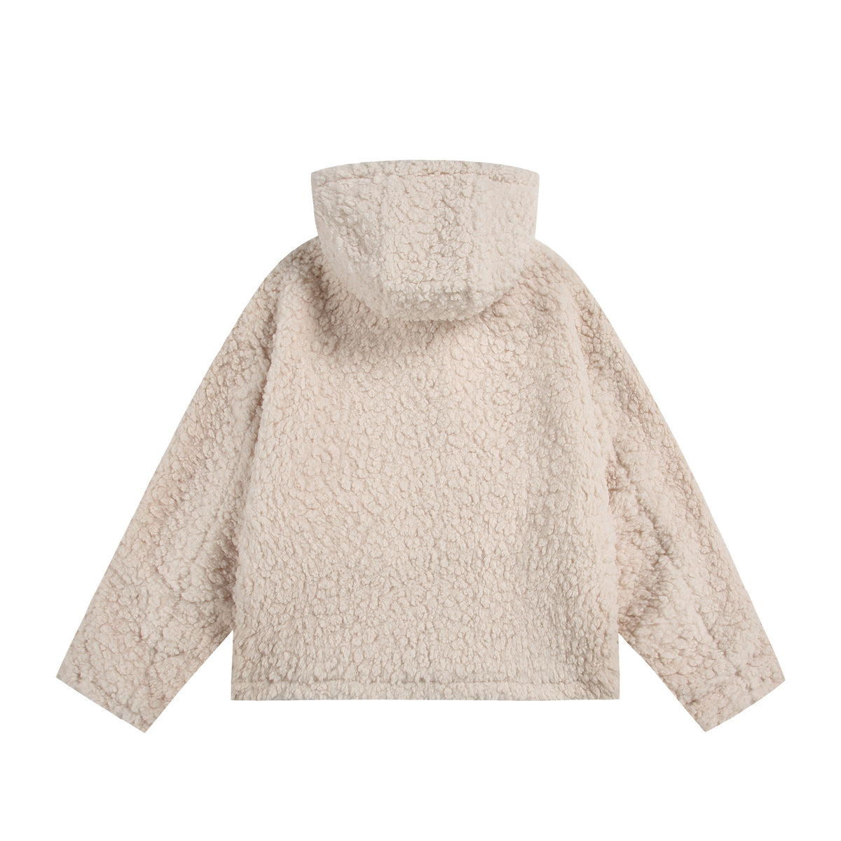 Women's Oversize Sherpa Hoodie with Concealed Front Flap and Patch Pockets EVA-US