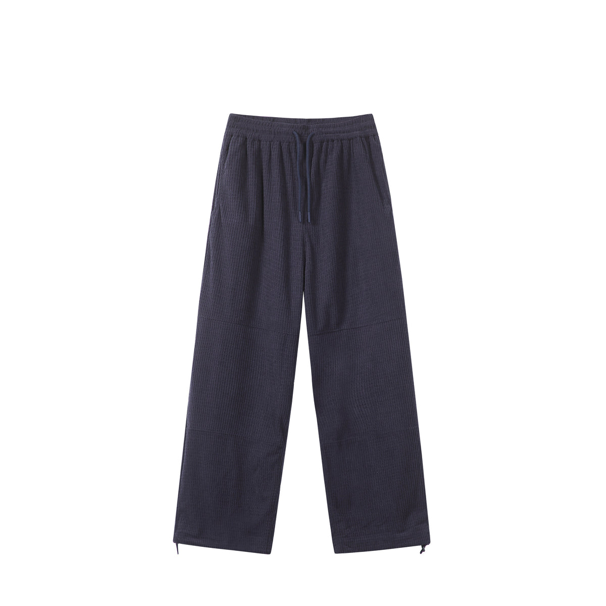 Women's waffle knit lounge pants with wide leg, elastic waistband and drawstring