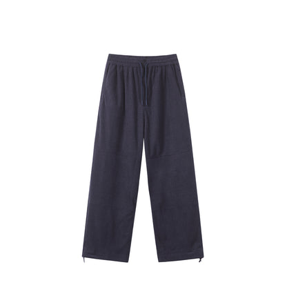 Women's waffle knit lounge pants with wide leg, elastic waistband and drawstring