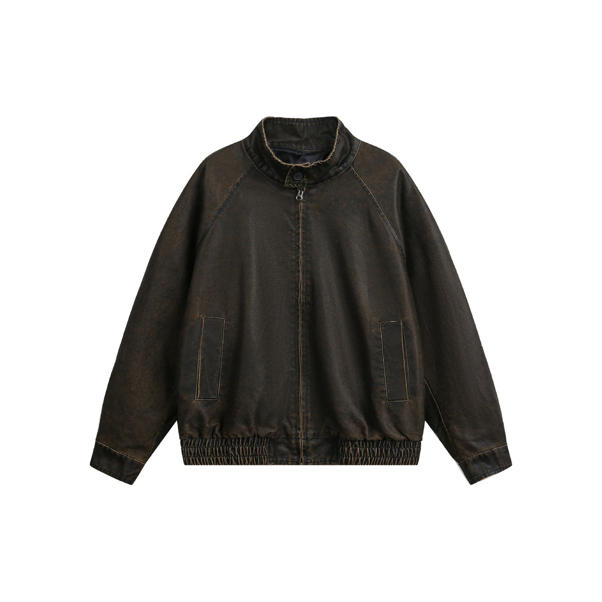 Men's short-cut vintage-inspired leather-look blouson with high stand-up collar EVA-US