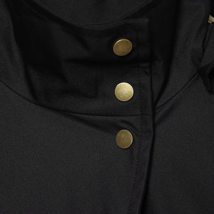 Ladies Short Water-Repellent Hooded Jacket with Snap Button Placket and Patch Pockets EVA-US