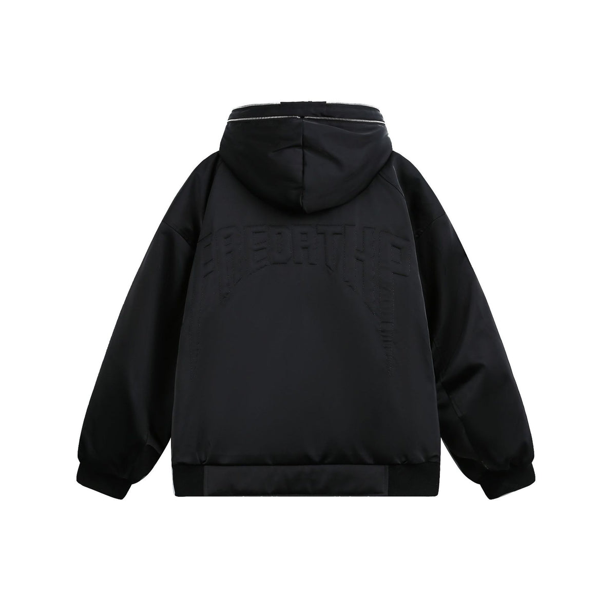 Men's Padded Oversized Bomber Jacket with Hood and Double Zipper EVA-US