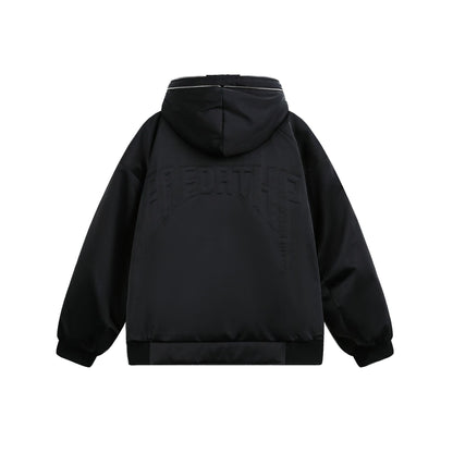Men's Padded Oversized Bomber Jacket with Hood and Double Zipper EVA-US