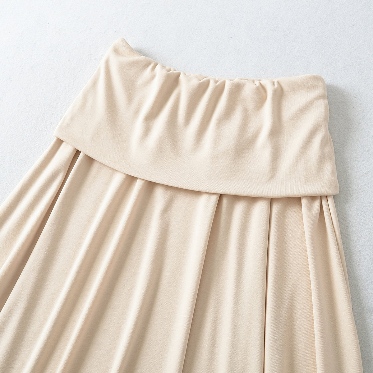 Women Long Jersey Maxi Skirt with Wide Hem and Gently Falling Pleats EVA-US
