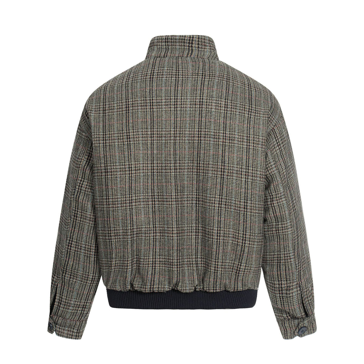 Men's Short Cut Glencheck Blouson with Funnel Neck and Ribbed Cuff EVA-US