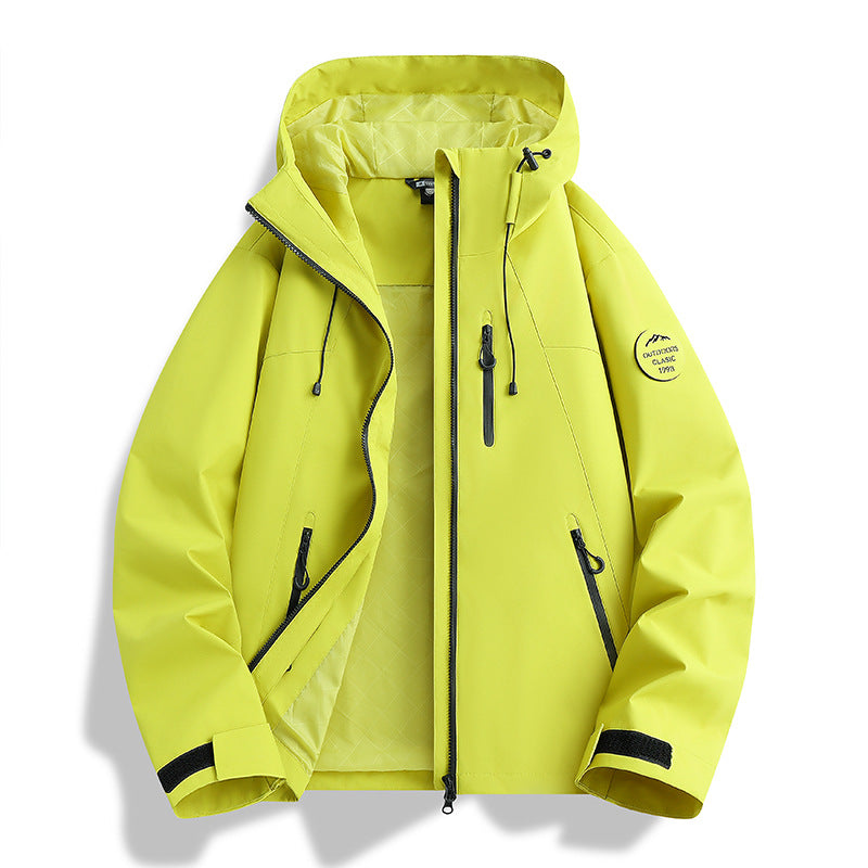 Women Lightweight Waterproof Hooded Jacket with Teddy Charm and Concealed Zipper Pockets EVA-US