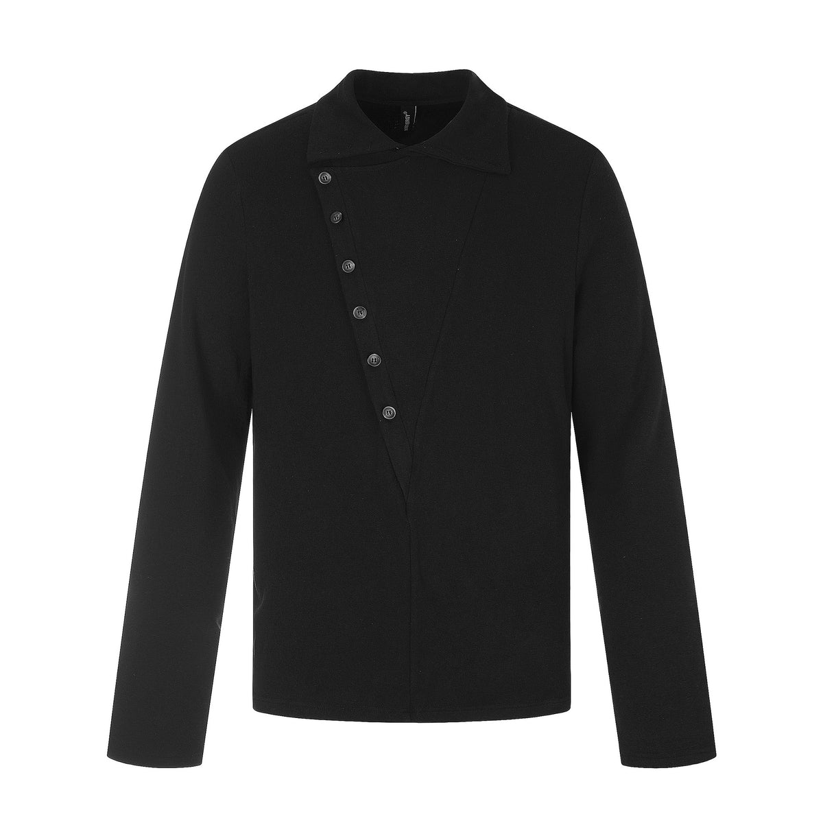 Men's Asymmetrical Shirt Jacket with Kent Collar and Concealed Button Placket EVA-US
