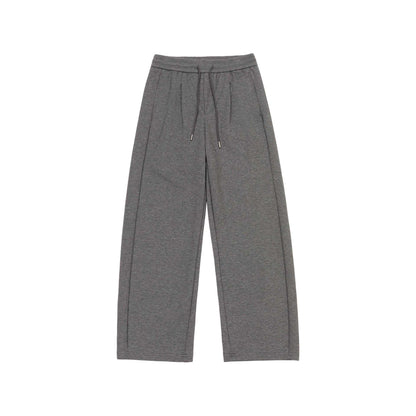 Women's Wide Cropped Sweatpants with Elastic Waistband and Stitched Center Seam