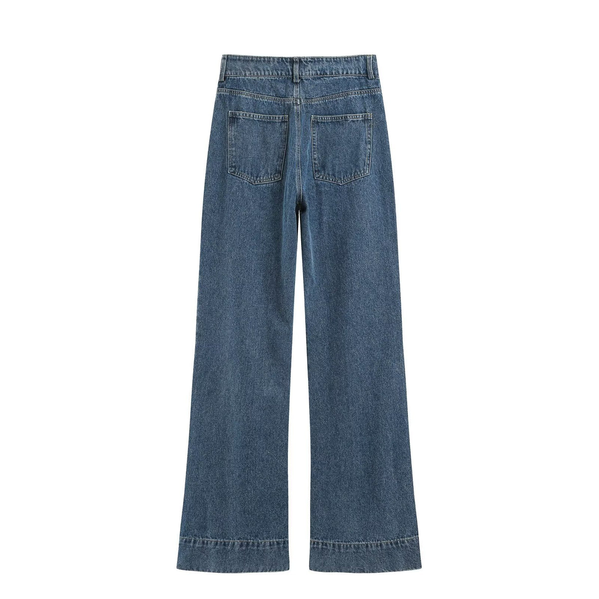 Women High-Waist Flare Jeans with Extra Wide Leg and Decorative Flap EVA-US