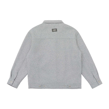 Men's Boxy Wool Blend Blouson Jacket with Snap Front and Flap Pockets