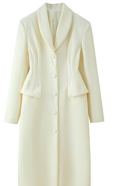 Women's Tailored Long Coat with Shawl Collar and Figure-Shaping Darts EVA-US