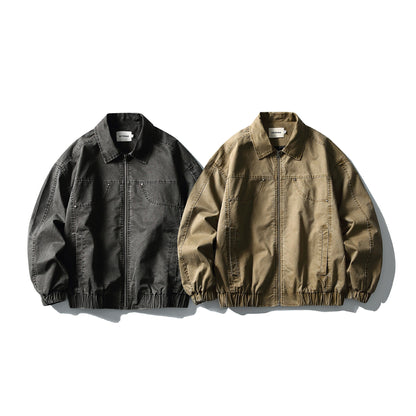 Men's short jacket in utility canvas style with full zip and elastic hem EVA-US
