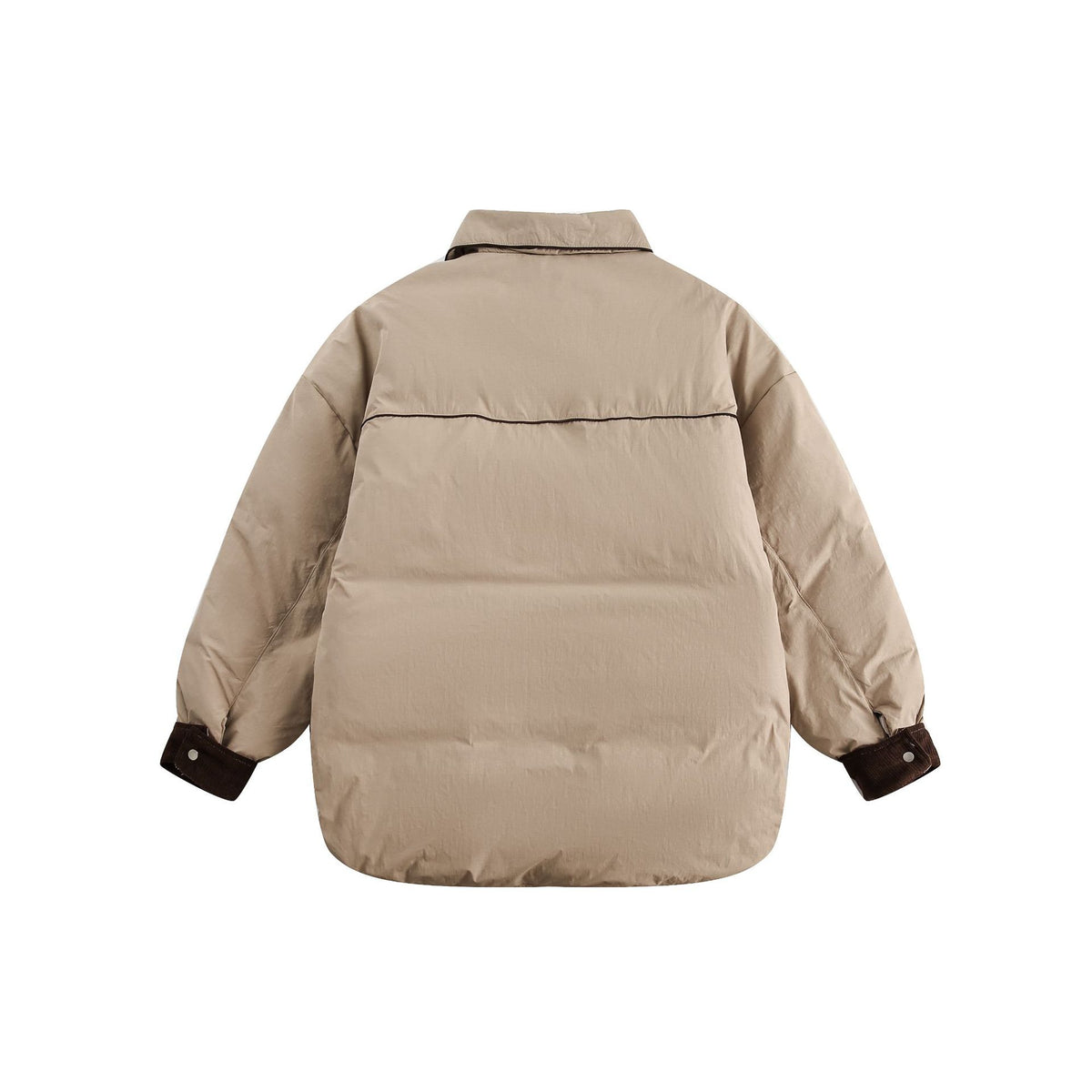 Unisex Short Cut Quilted Blouson Jacket with Shirt Collar and Cord Cuffs EVA-US