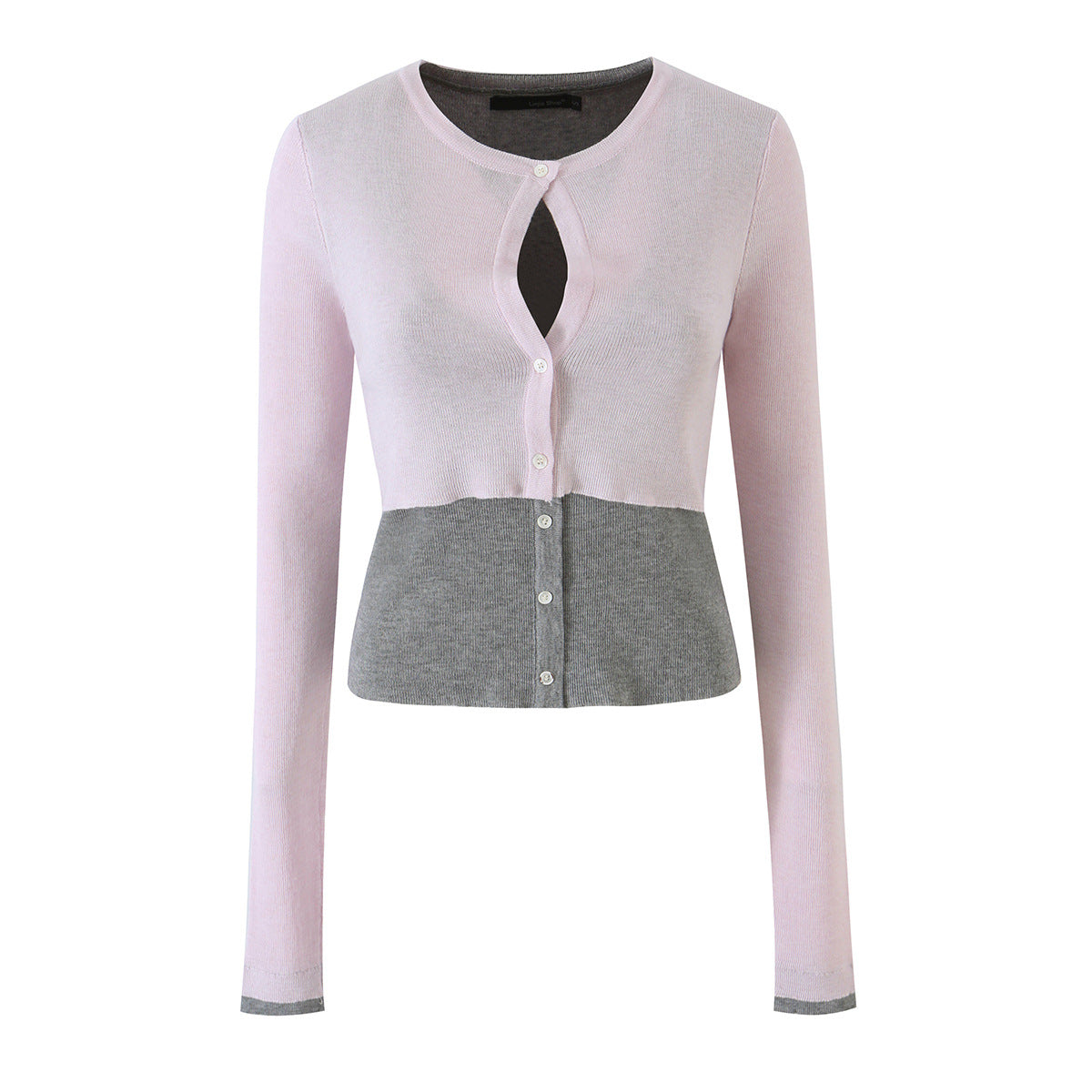 Ladies fine-knit bolero with integrated shirt panel and button details EVA-US