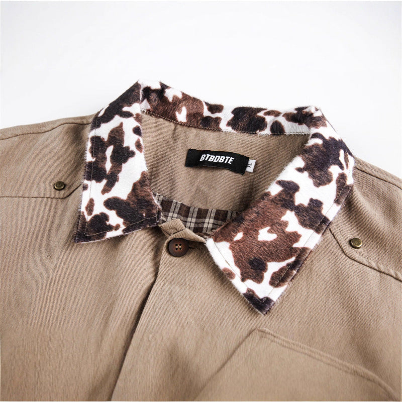 Unisex Overshirt in Utility Workstyle with faux fur collar and large flap pockets EVA-US