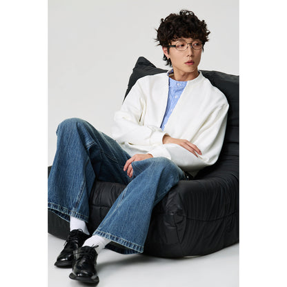 Unisex Oversize Sweatshirt with deep V-neck and integrated shirt collar insert EVA-US