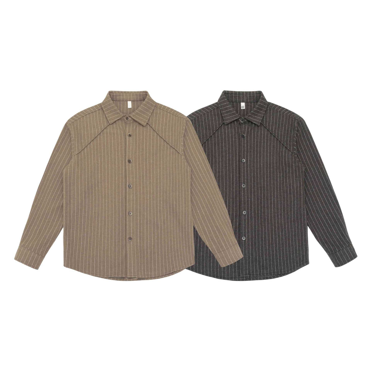 Women Oversized Shirt Jacket with distinctive shoulder yoke and pinstripes EVA-US
