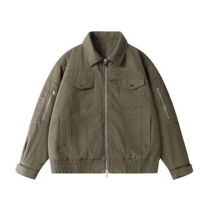 Unisex Urban Utility Blouson Jacket with Cargo Pockets and Two-Way Zipper EVA-US