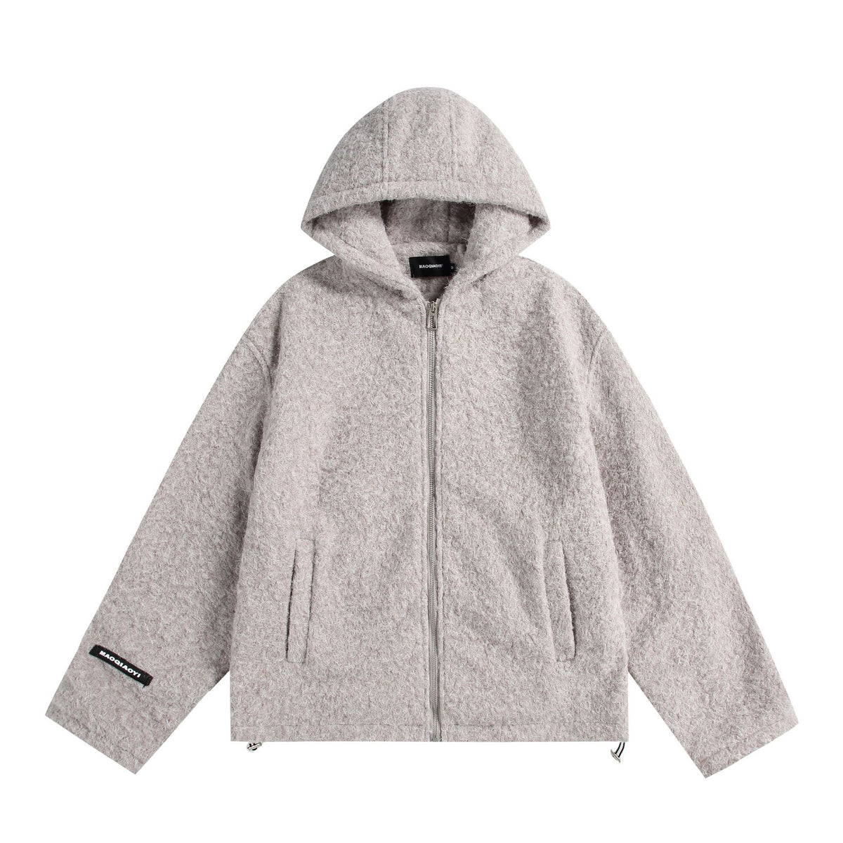 Women's hooded blouse made of wool blend with voluminous structure and zipper EVA-US