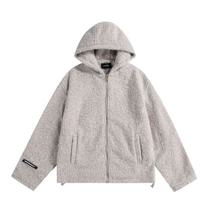 Women's hooded blouse made of wool blend with voluminous structure and zipper EVA-US