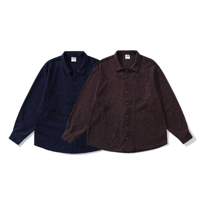Unisex structured knit shirt jacket with kent collar and patch breast pocket EVA-US