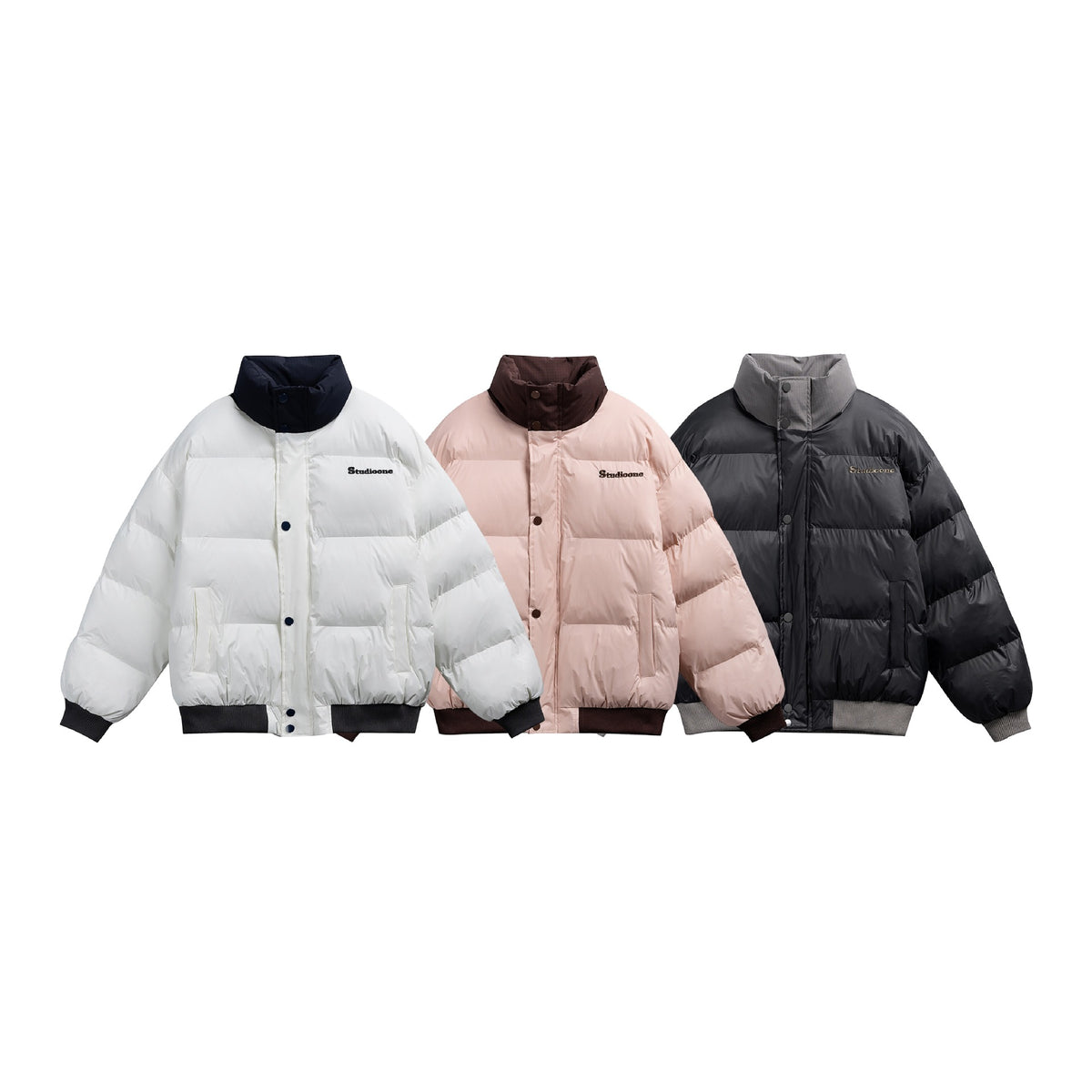 Unisex Short Cut Ultrathin Down Look Puffer with High Standing Collar and Ribbed Cuff EVA-US