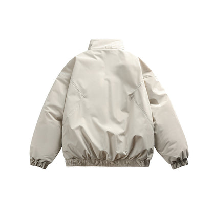 Unisex Boxy padded short jacket with stand-up collar and concealed button placket EVA-US