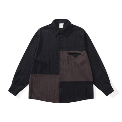 Unisex Oversized Shirt Jacket in Patchwork Design EVA-US