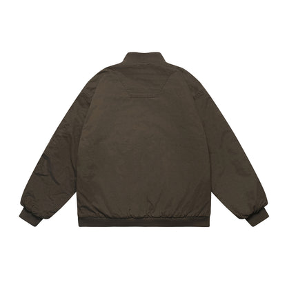 Unisex Oversize Utility Bomber Jacket with Arm Pocket, Elastic Hem and Concealed Side Pockets EVA-US