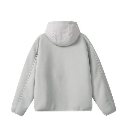 Unisex fleece hoodie jacket with teddy lining, full zip, and side zip pockets EVA-US