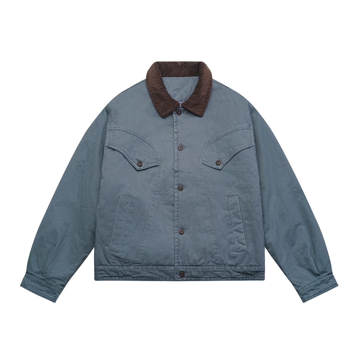 Men's Oversized Canvas Blouson Jacket with Cord Collar and Flap Pockets EVA-US
