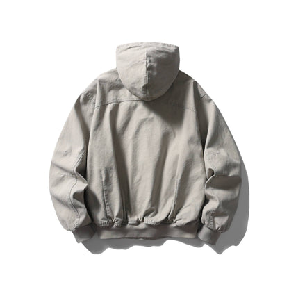 Unisex Boxy Utility Hooded Jacket made of sturdy canvas with ribbed cuffs and flap pockets EVA-US