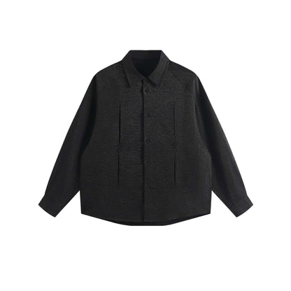 Women's oversized shirt blouse made of textured cotton blend with box pleats EVA-US