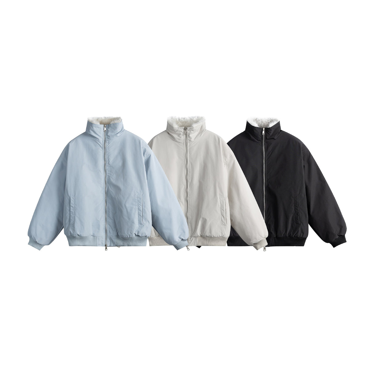 Unisex Boxy-padded Blouson with high stand-up collar and teddy lining EVA-US