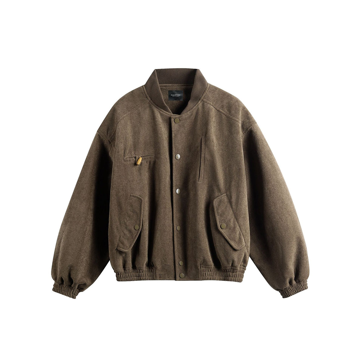 Unisex Boxy-Softsuede-Jacket with snap button placket, patch pockets and ribbed hem EVA-US