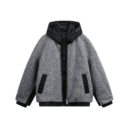 Unisex Oversized Teddy-Fleece Winter Jacket with Removable Hood EVA-US