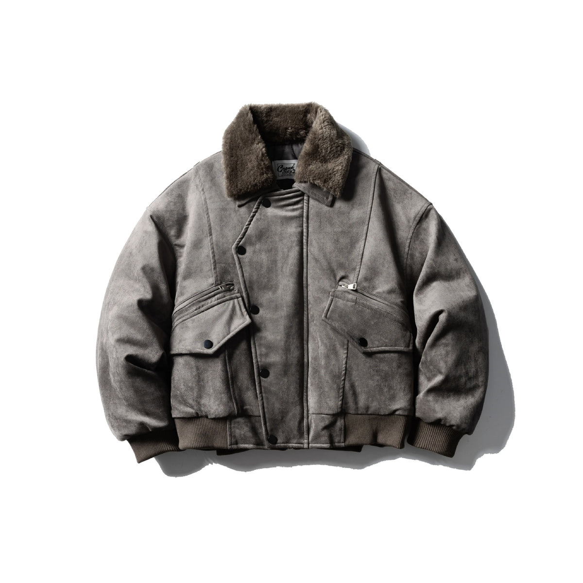 Men's Quilted Flight Jacket with Faux Fur Collar, Velvet-Suede Look and Utility Pockets EVA-US