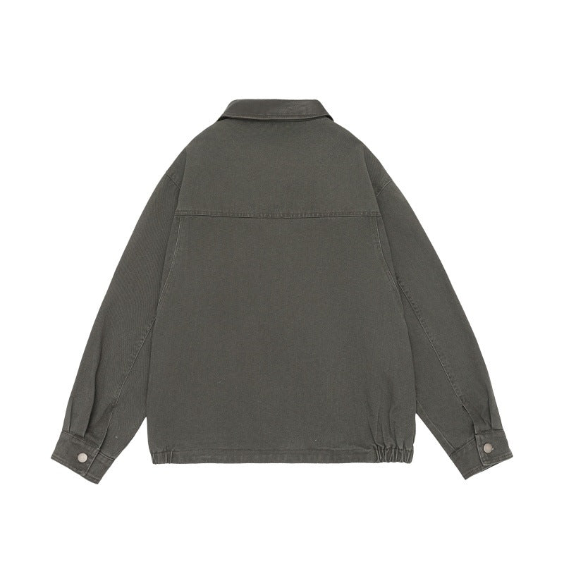 Men's Boxy Canvas Field Blouson with Snap Button Placket and Large Utility Pockets EVA-US