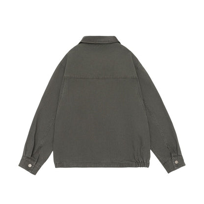 Men's Boxy Canvas Field Blouson with Snap Button Placket and Large Utility Pockets EVA-US