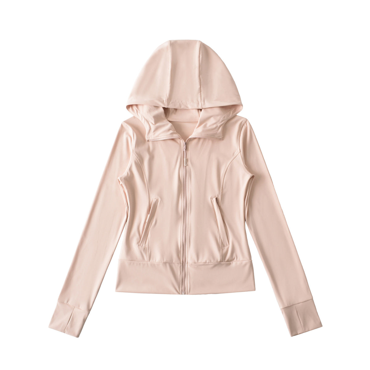 Women's Hooded Sports Jacket with Full Zip, Tailored Fit, and Integrated Zipper Pockets EVA-US