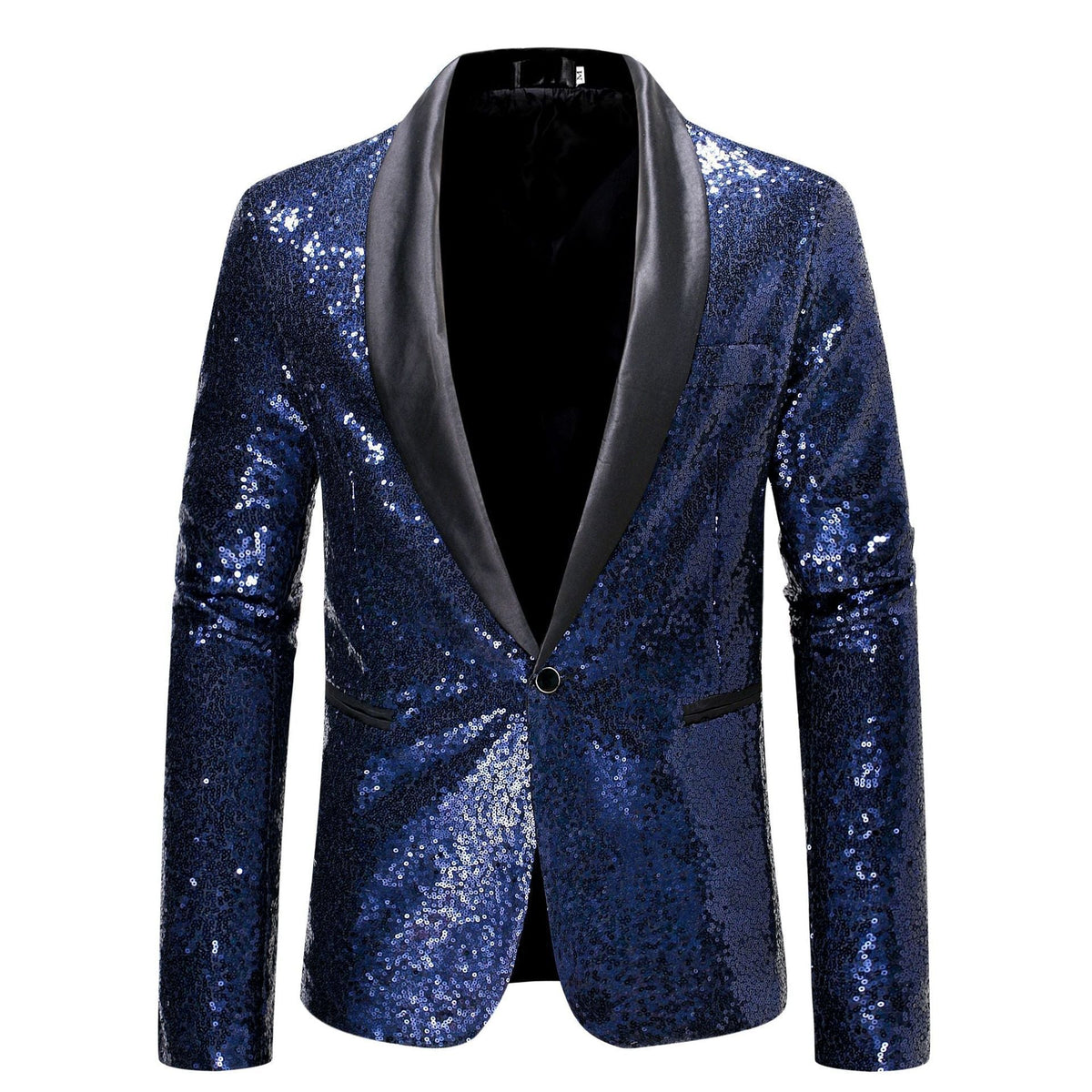 EVA-US Men's Sequin Blazer with Shawl Collar