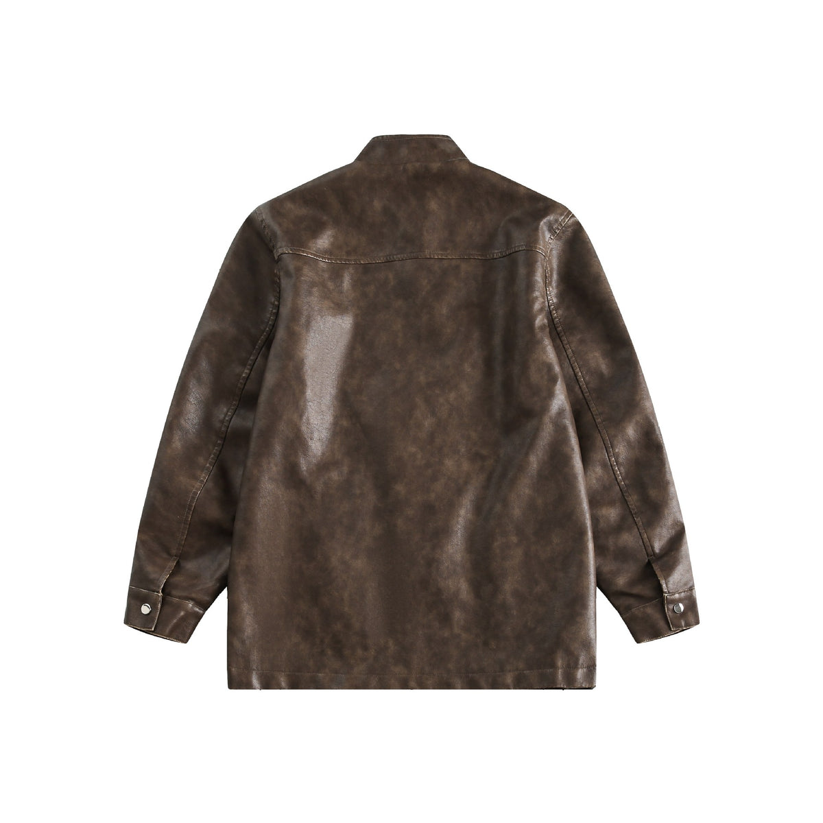 Men's Short Leather Look Coat in Vintage Style with Chinese Knot Closures EVA-US