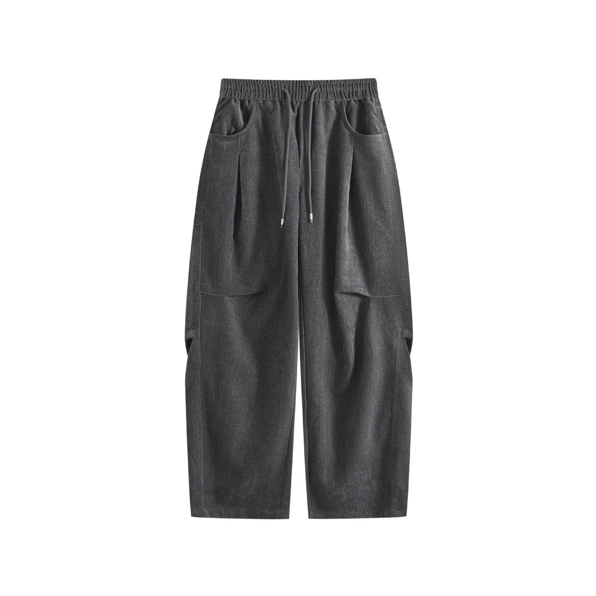Women's Wide Cropped Comfort Cargo Pants with Elastic Drawstring Waist and Patch Pockets EVA-US