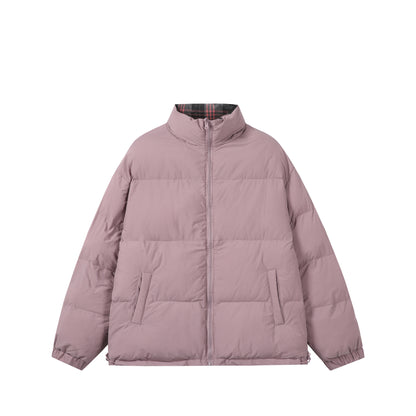 Unisex Boxy-Short Parka with quilted insulation, drawstring hem and plaid lined collar EVA-US